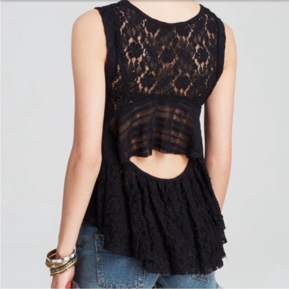 Free people “dark bloom” lace top open back rare - Picture 11 of 11